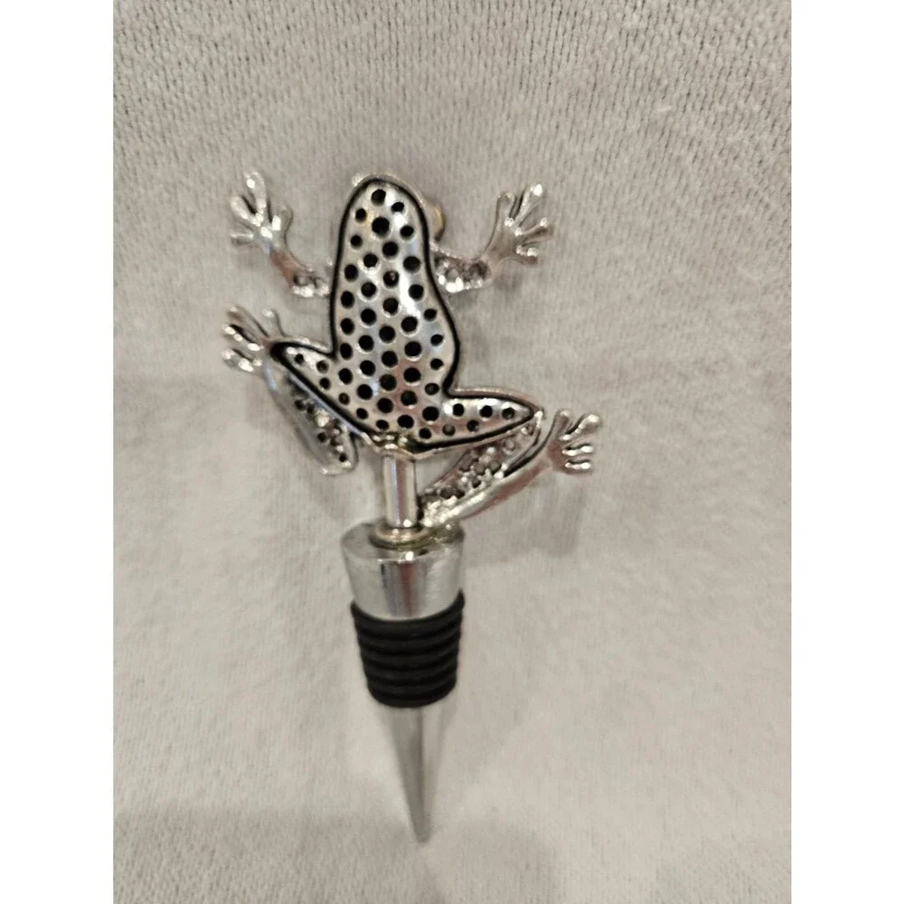 Frog Wine Stopper with Green Crystal Accents